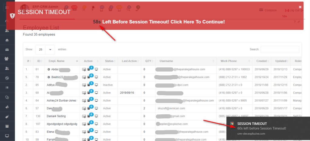 Timeout in ALL-IN-CRM system