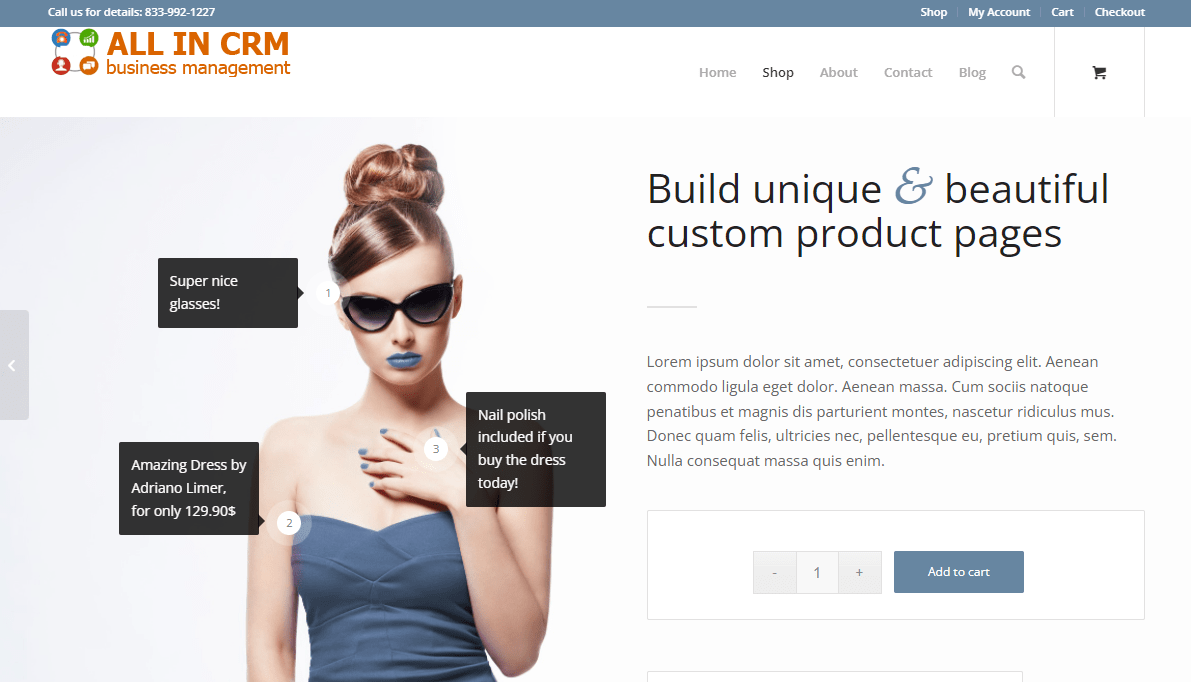 WooCommerce Demo Website: Dress shop. Product page