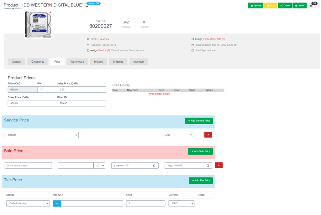 Setup product prices